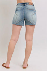 Judy Blue Full Size High Waist Star Seam Detail Denim Shorts Plus Size