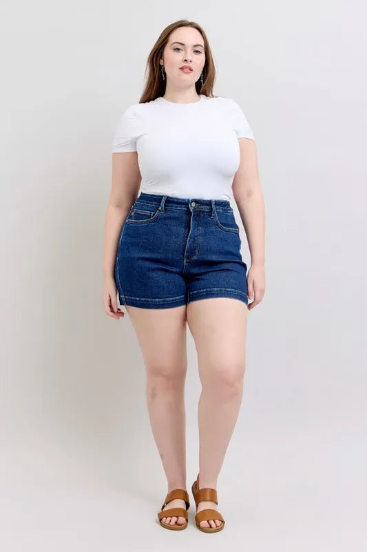 Judy Blue Full Size High Waist Tummy Control Denim Shorts Plus Size