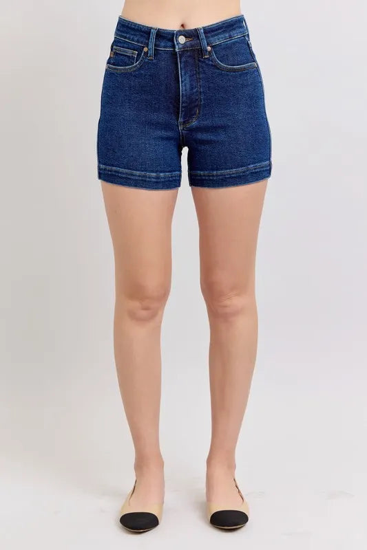 Judy Blue Full Size High Waist Tummy Control Denim Shorts Plus Size