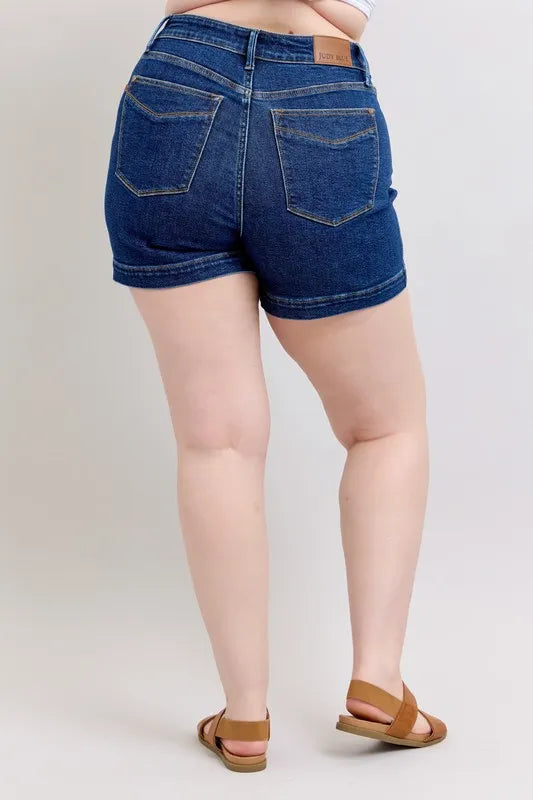 Judy Blue Full Size High Waist Tummy Control Denim Shorts Plus Size
