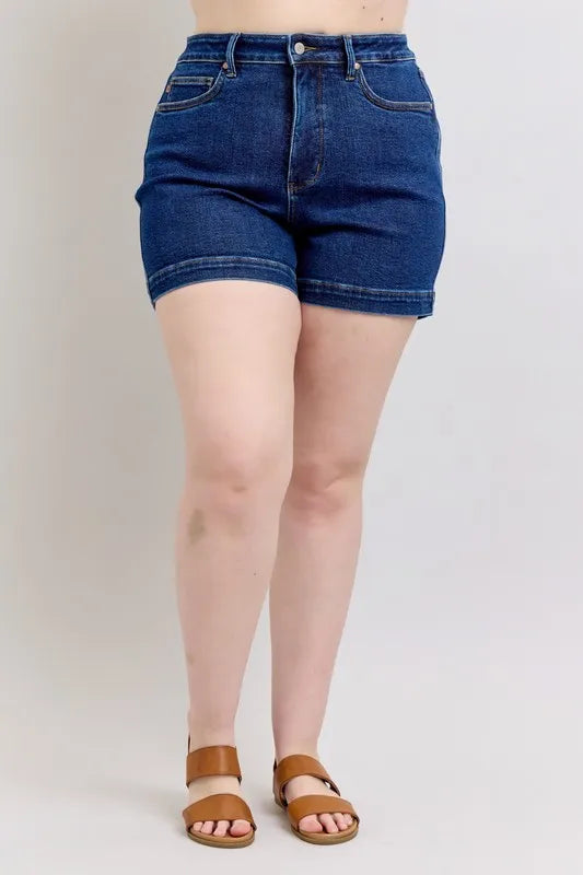 Judy Blue Full Size High Waist Tummy Control Denim Shorts Plus Size