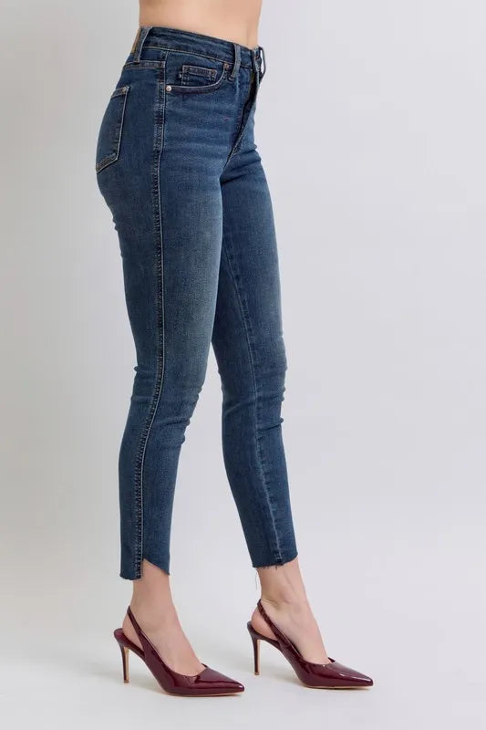 Judy Blue Full Size High Waist Tummy Control Step Hem Skinny Jeans Plus Size