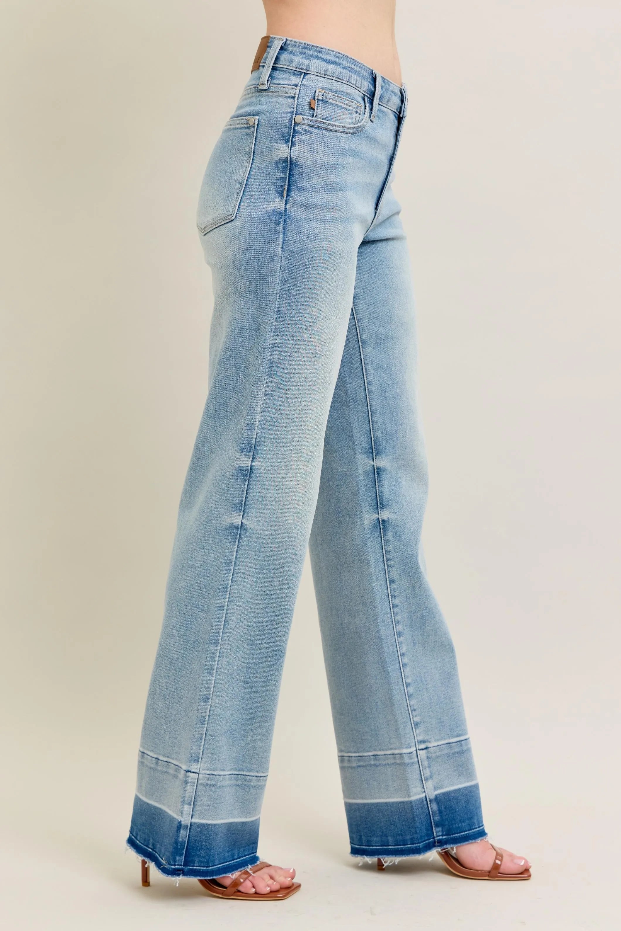 Judy Blue Full Size Mr Release Hem Wide Leg Jeans Plus Size