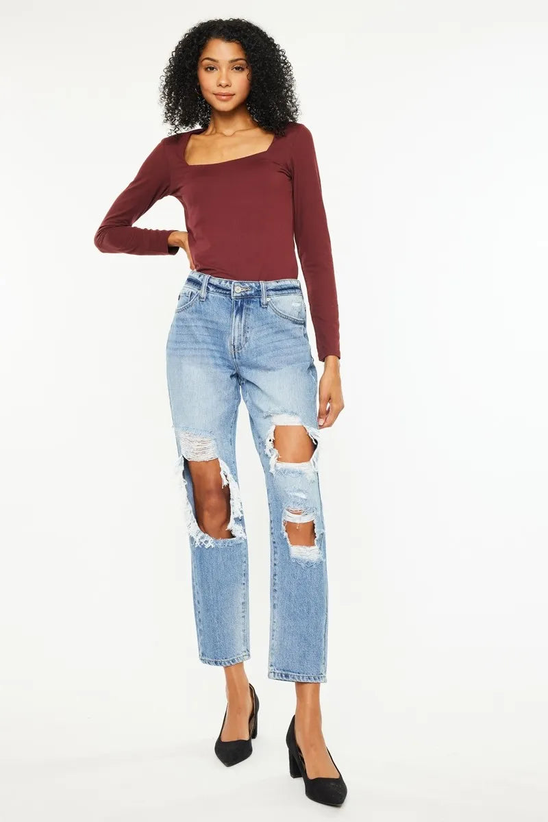 Kancan High Rise Distressed Boyfriend Jeans MEDIUM / 1/24