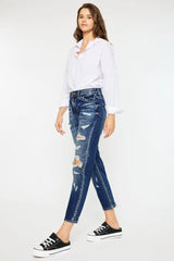 Kancan High Rise Distressed Mom Fit Jeans