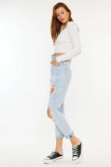 Kancan Open Pack Paperbag Mom Jeans