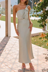 Knotted Single Shoulder Maxi Dress