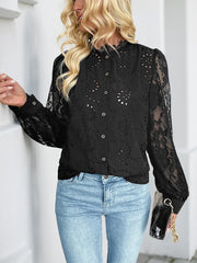 Lace Button Up Long Sleeve Shirt