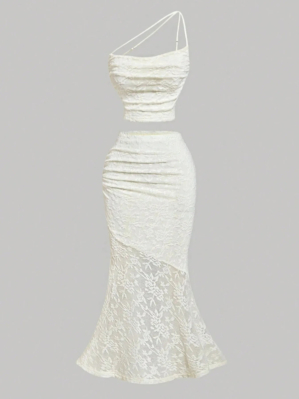 Lace Cami and Mermaid Skirt Set White / XS