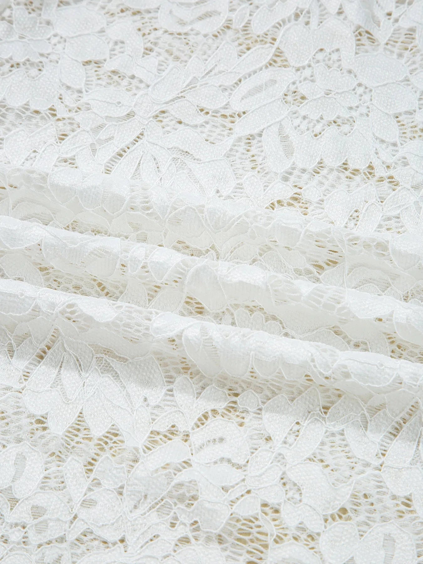 Lace Crochet Bell Sleeve Mock Neck Blouse