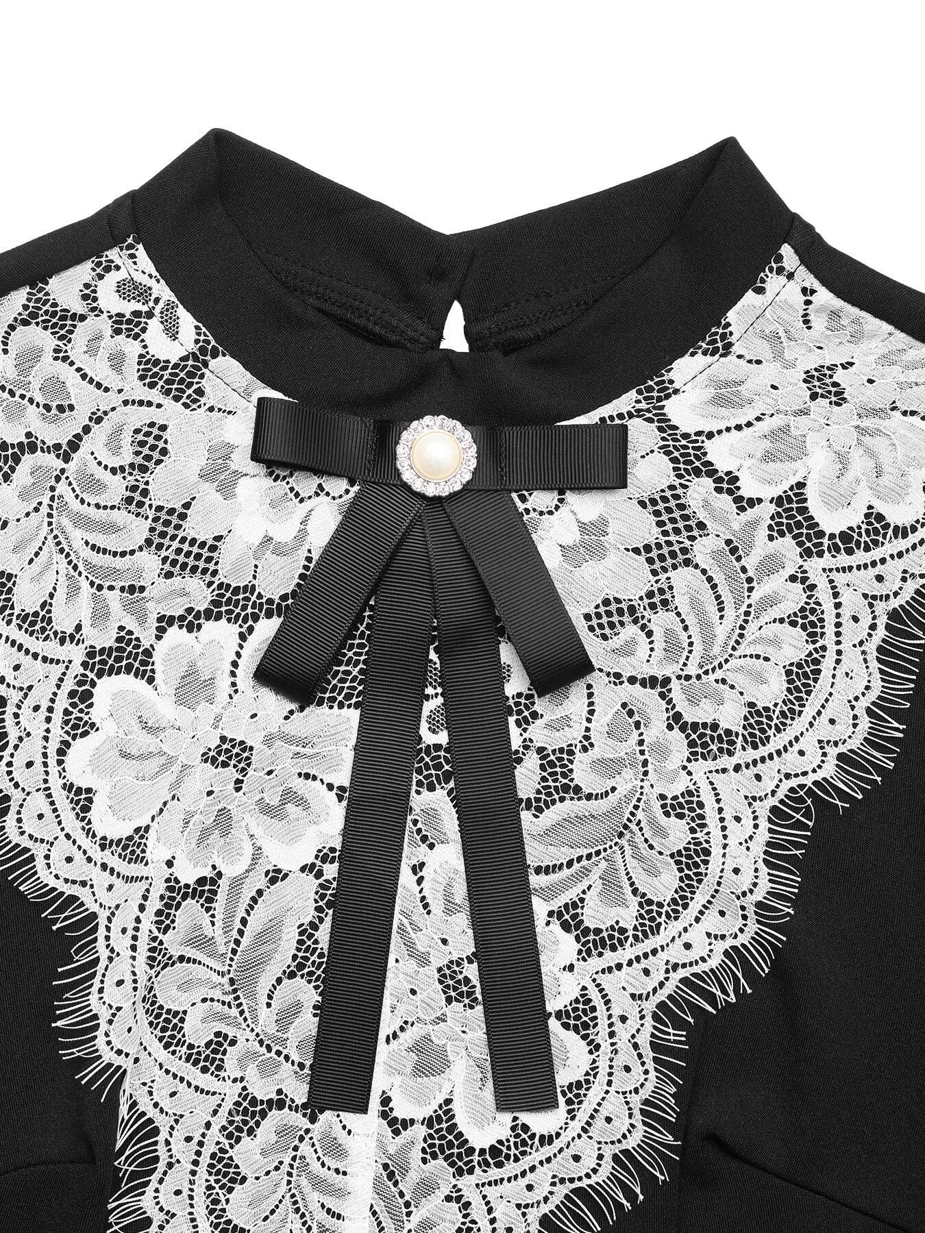 Lace Detail Long Sleeve Mini Dress