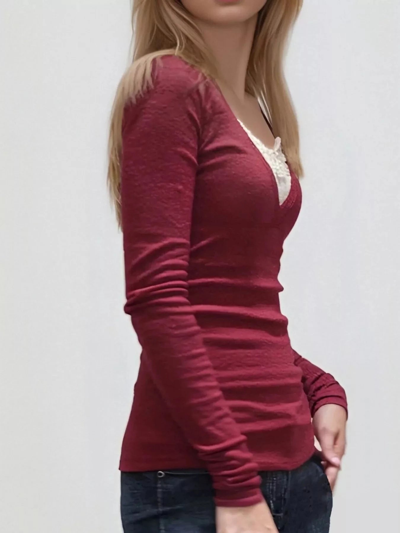 Lace Detail Long Sleeve T-Shirt