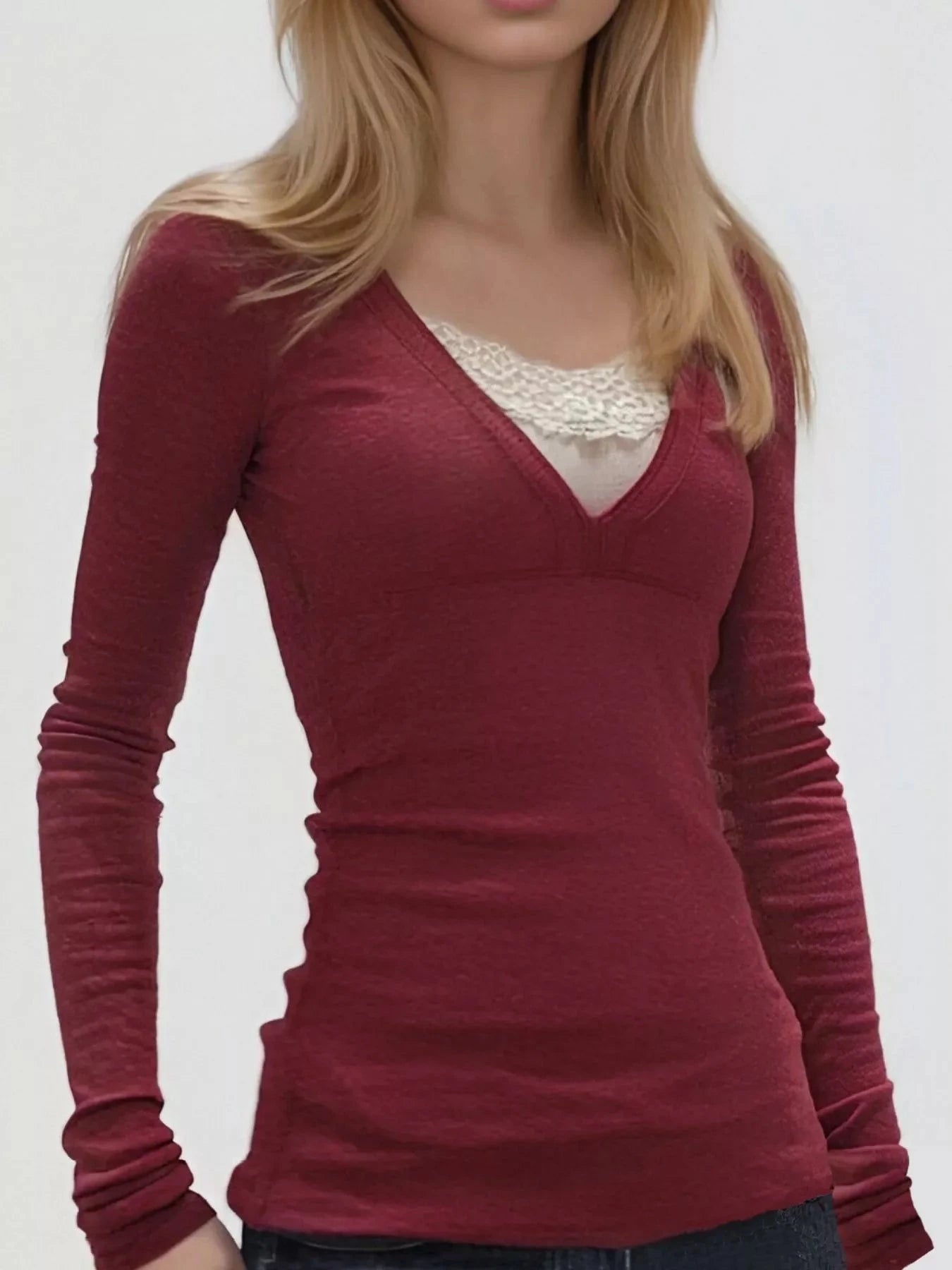 Lace Detail Long Sleeve T-Shirt