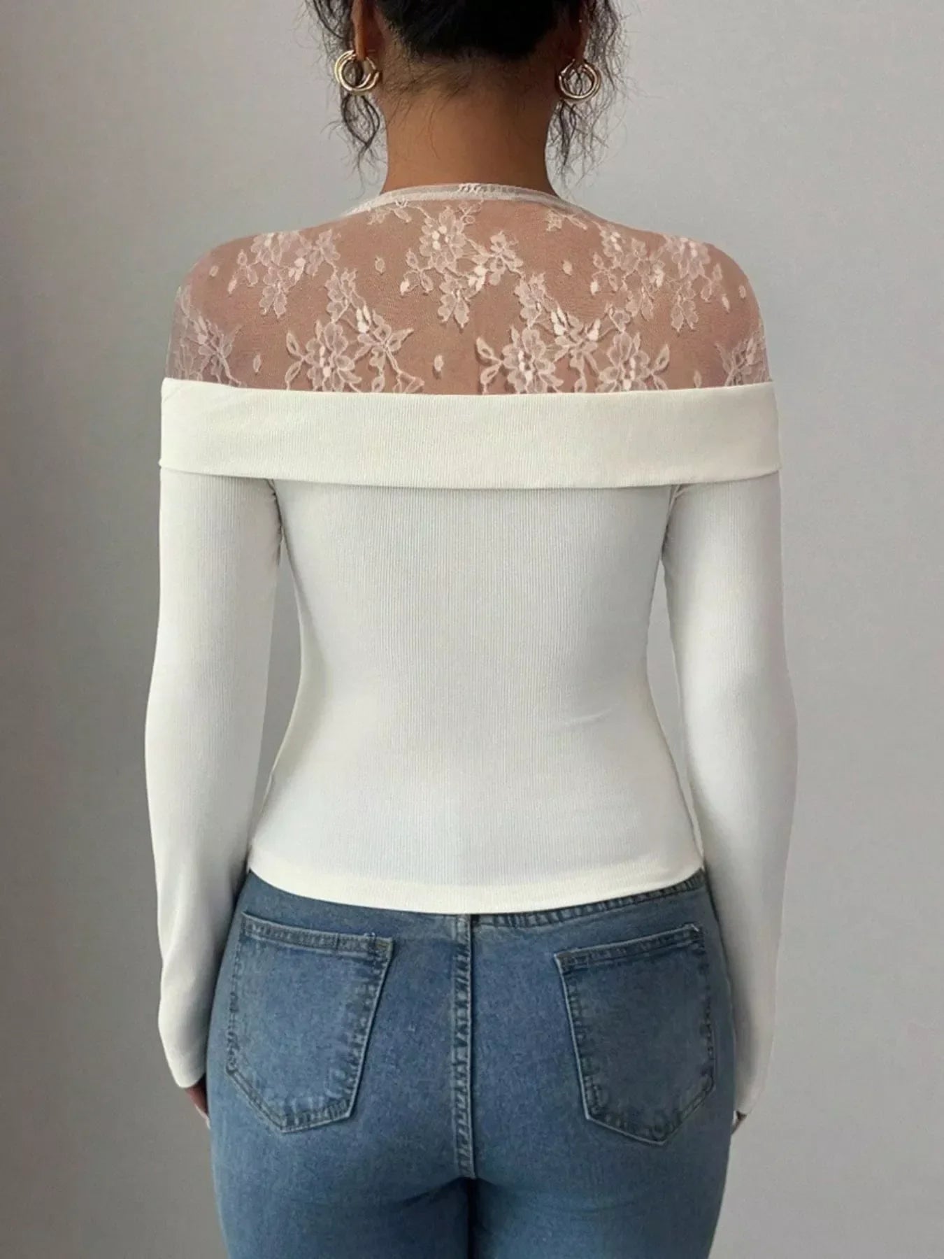 Lace Detail Long Sleeve Top