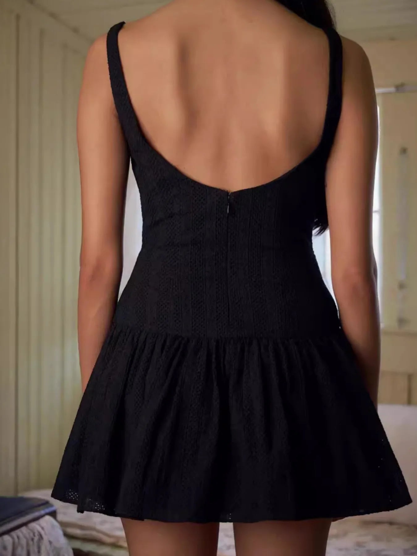 Lace Detail Sleeveless Mini Dress