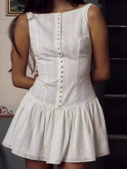 Lace Detail Sleeveless Mini Dress White / S