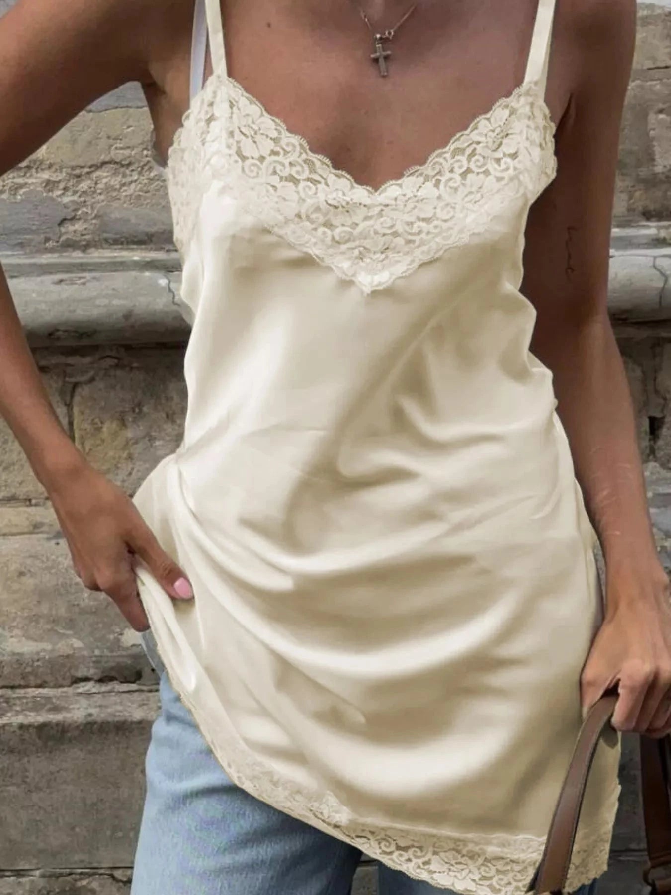 Lace Detail V-Neck Cami