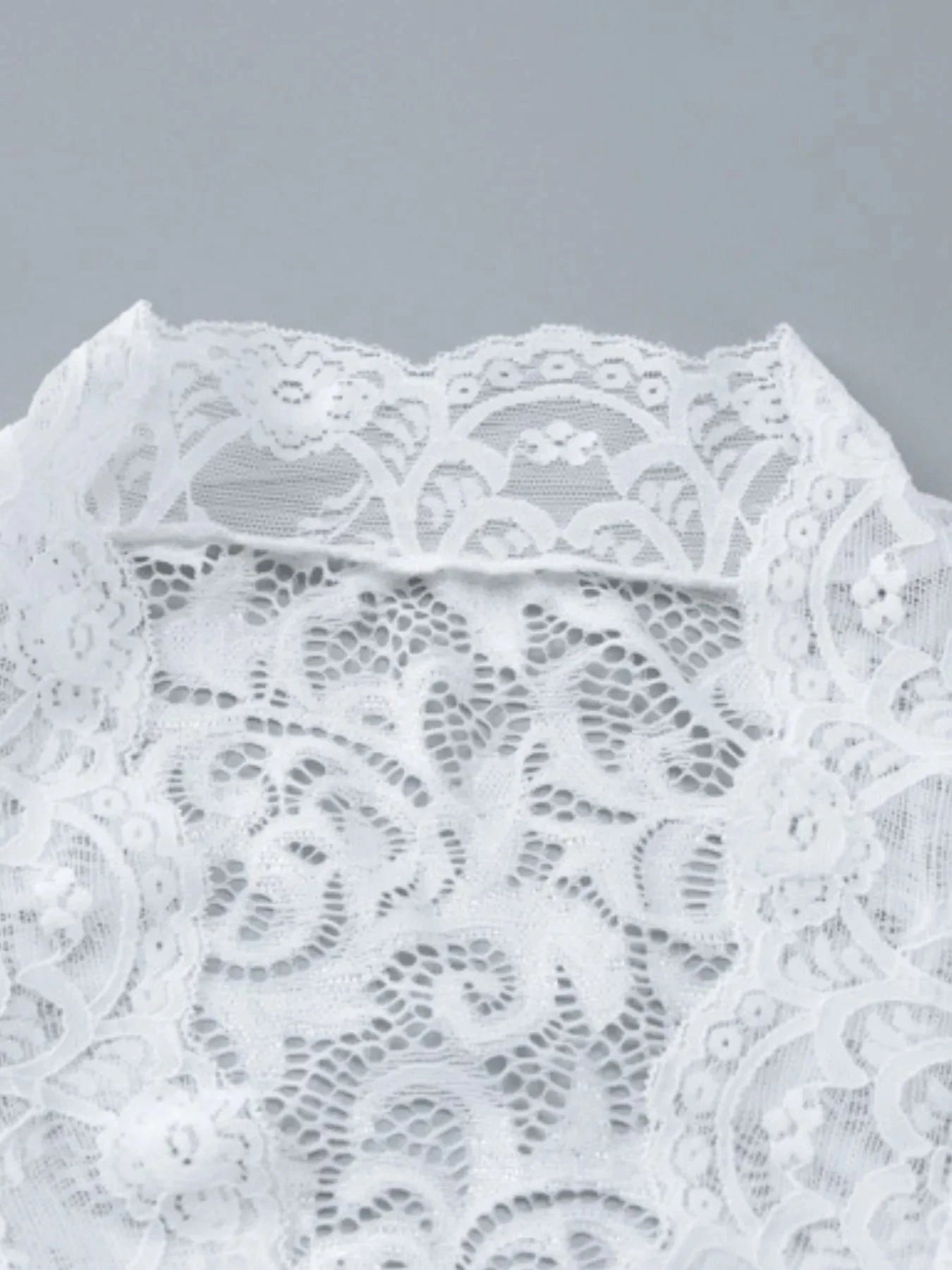 Lace Long Sleeve Deep V-Neck Blouse