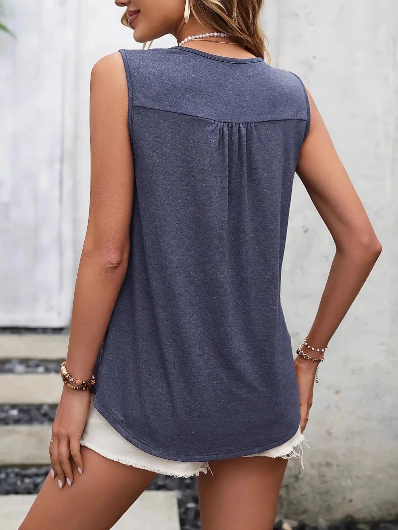 Lace Panel Scoop Neck Tank