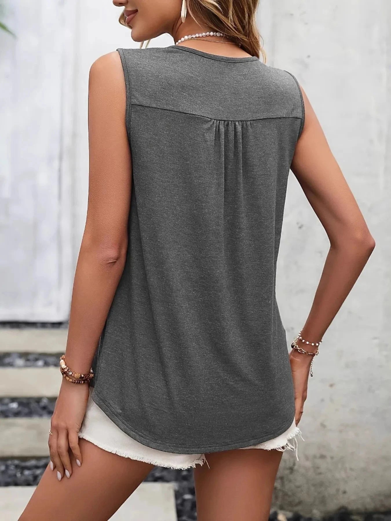 Lace Panel Scoop Neck Tank