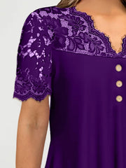 Lace Panel Short Sleeve Blouse