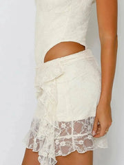 Lace Ruffle Mini Skirt