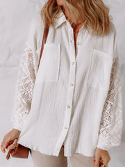 Lace Sleeve Button Down Shirt
