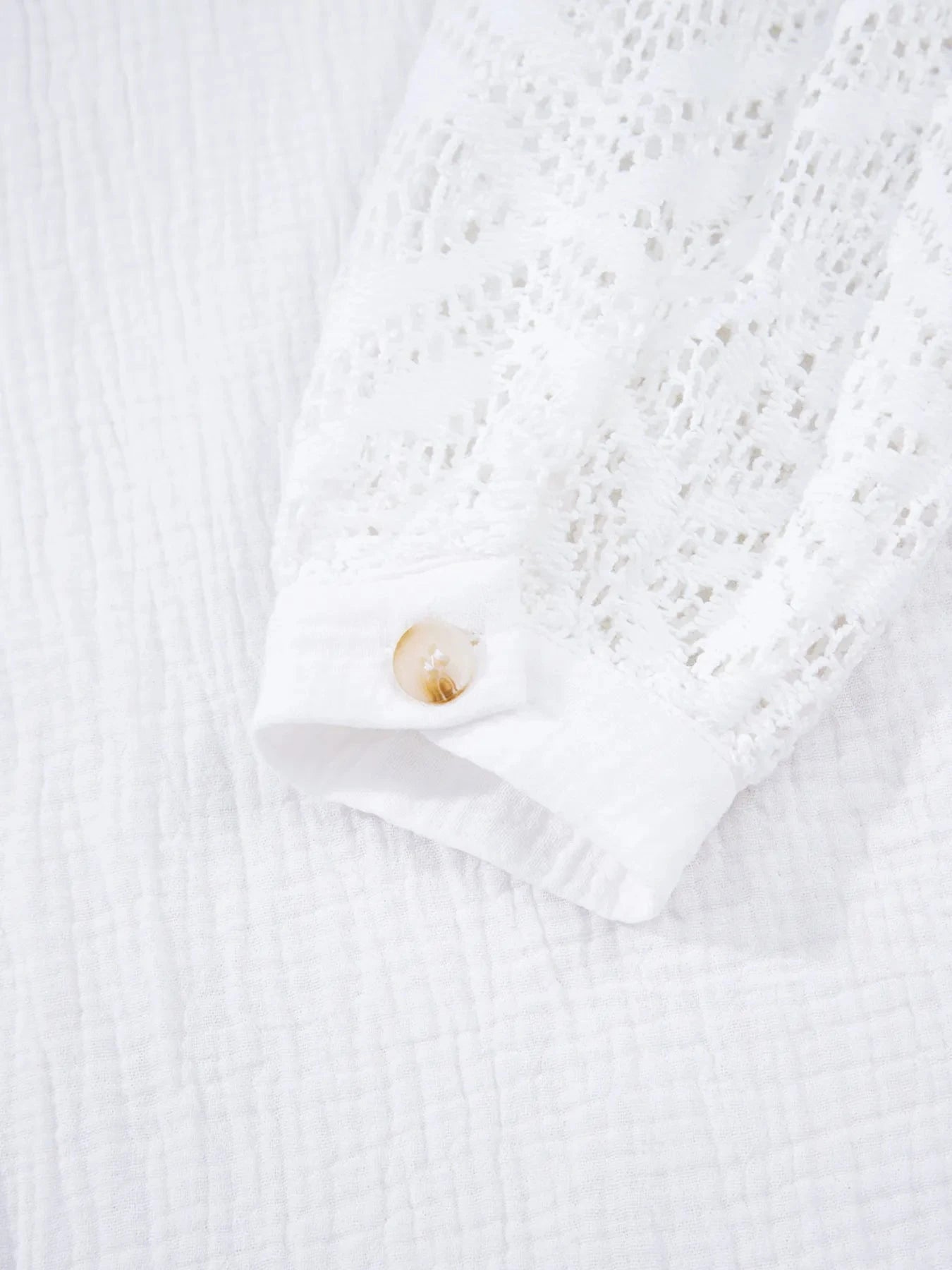 Lace Sleeve Button Down Shirt