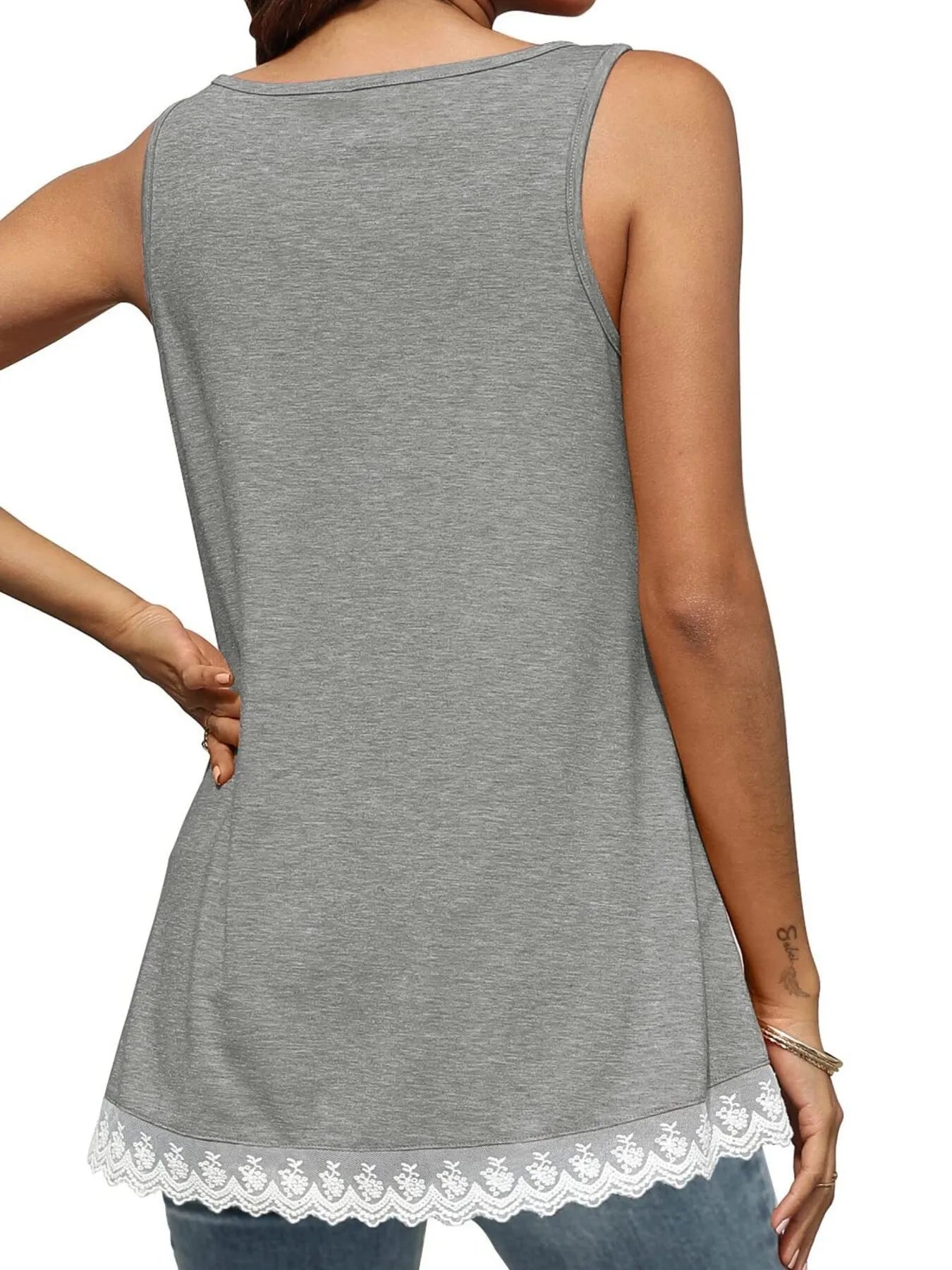 Lace Trim Wide Strap Tank Top