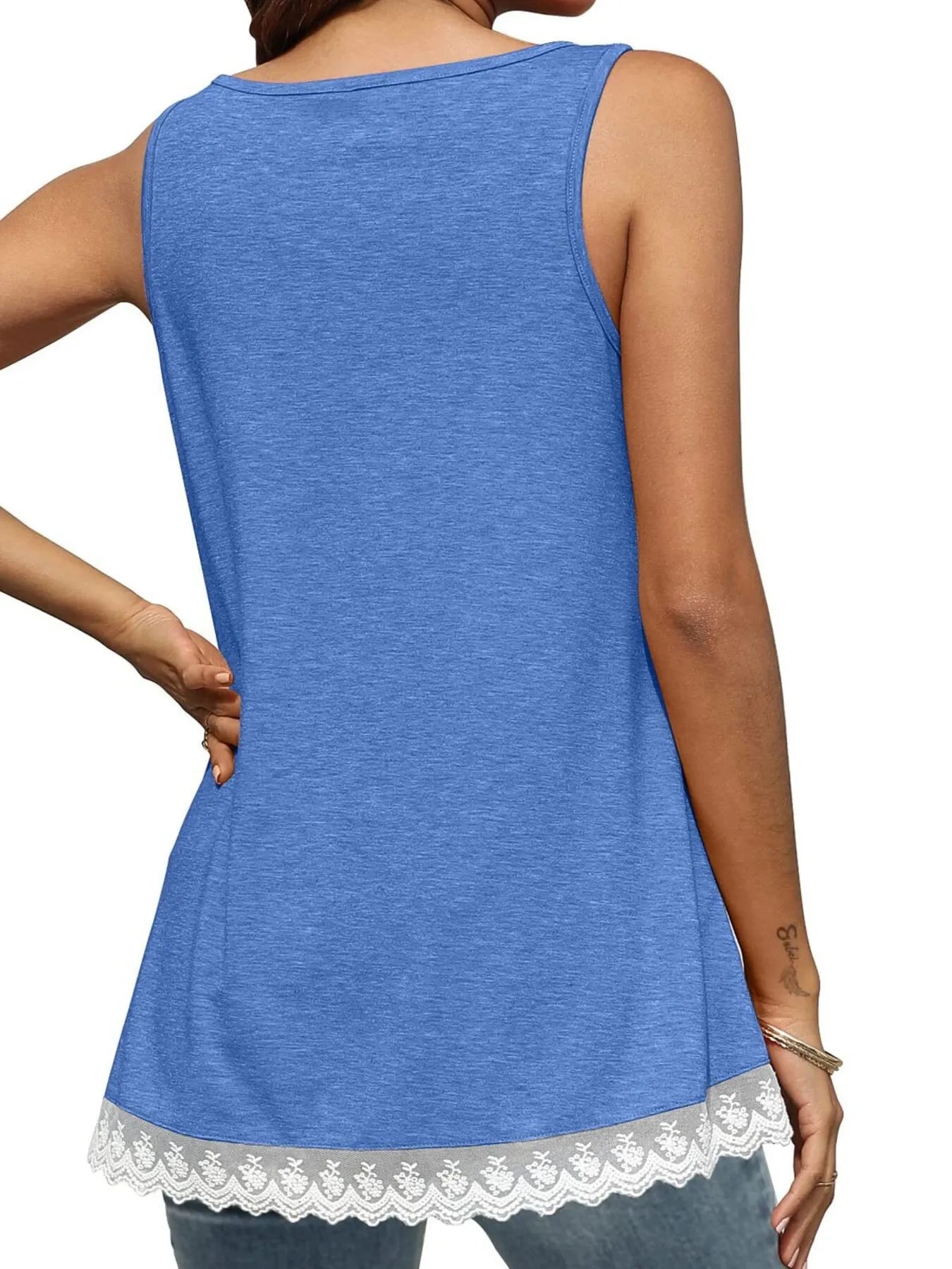 Lace Trim Wide Strap Tank Top