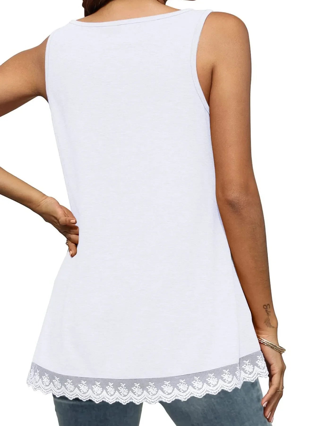 Lace Trim Wide Strap Tank Top