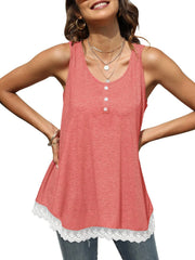 Lace Trim Wide Strap Tank Top
