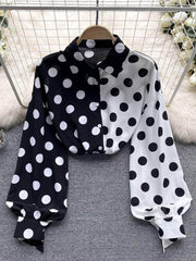 Lantern Sleeves Polka Dot Collared Top MAX SIZE / Black