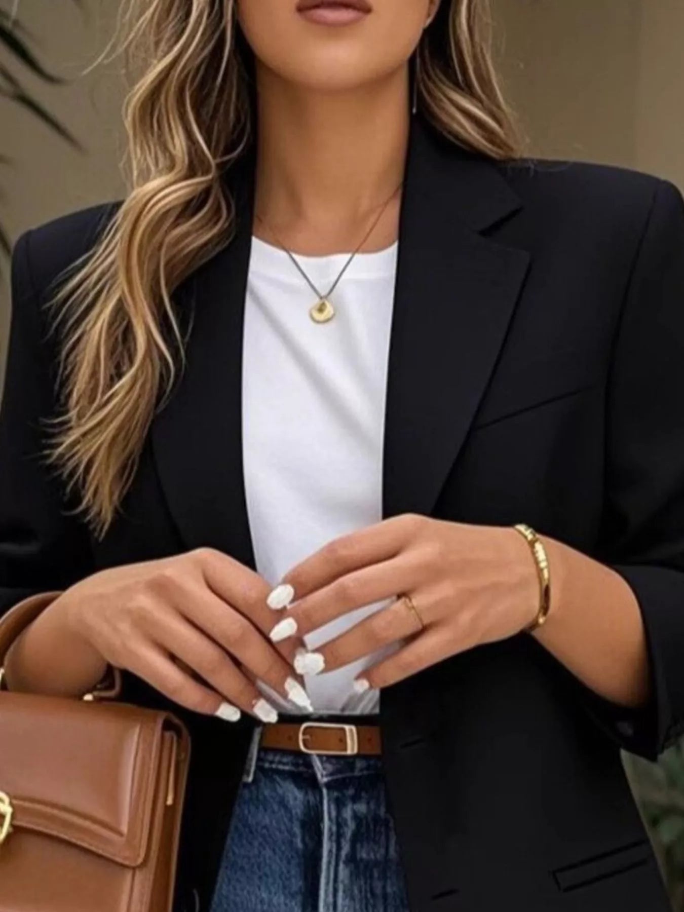 Lapel Collar Long Sleeve Blazer