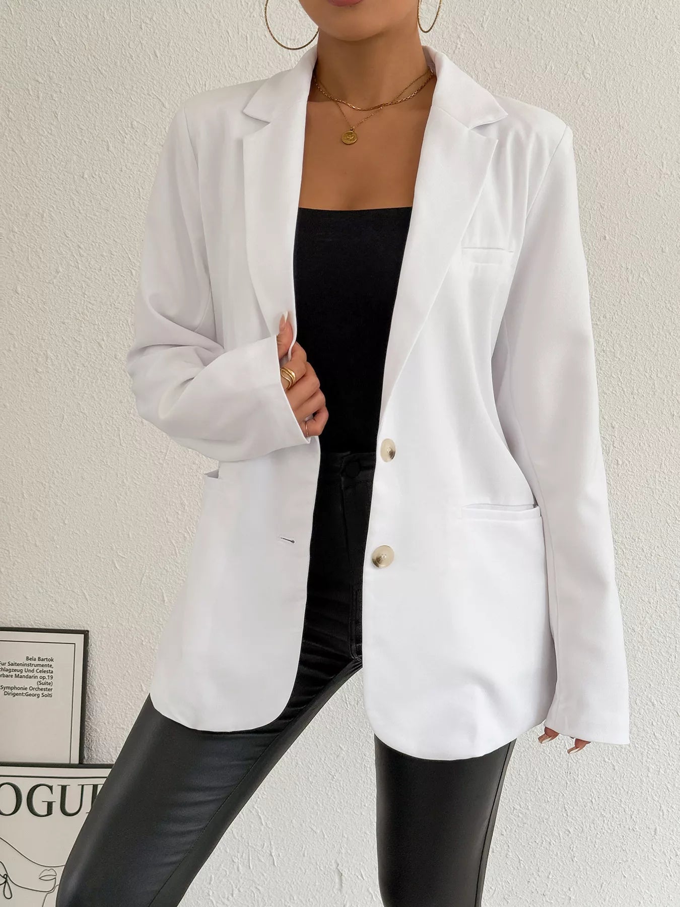 Lapel Collar Long Sleeve Blazer