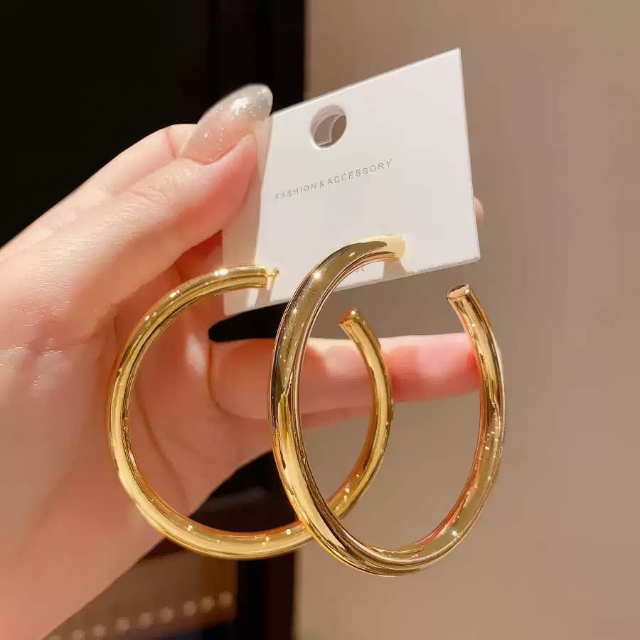 Large Chunky Gold Hoop Earrings Gold