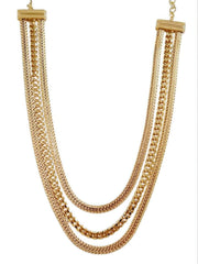 Layered Cuban Link Statement Braided Gold Necklace Gold / Necklace