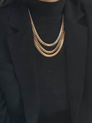 Layered Cuban Link Statement Braided Gold Necklace Gold / Necklace