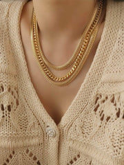 Layered Cuban Link Statement Braided Gold Necklace Gold / Necklace