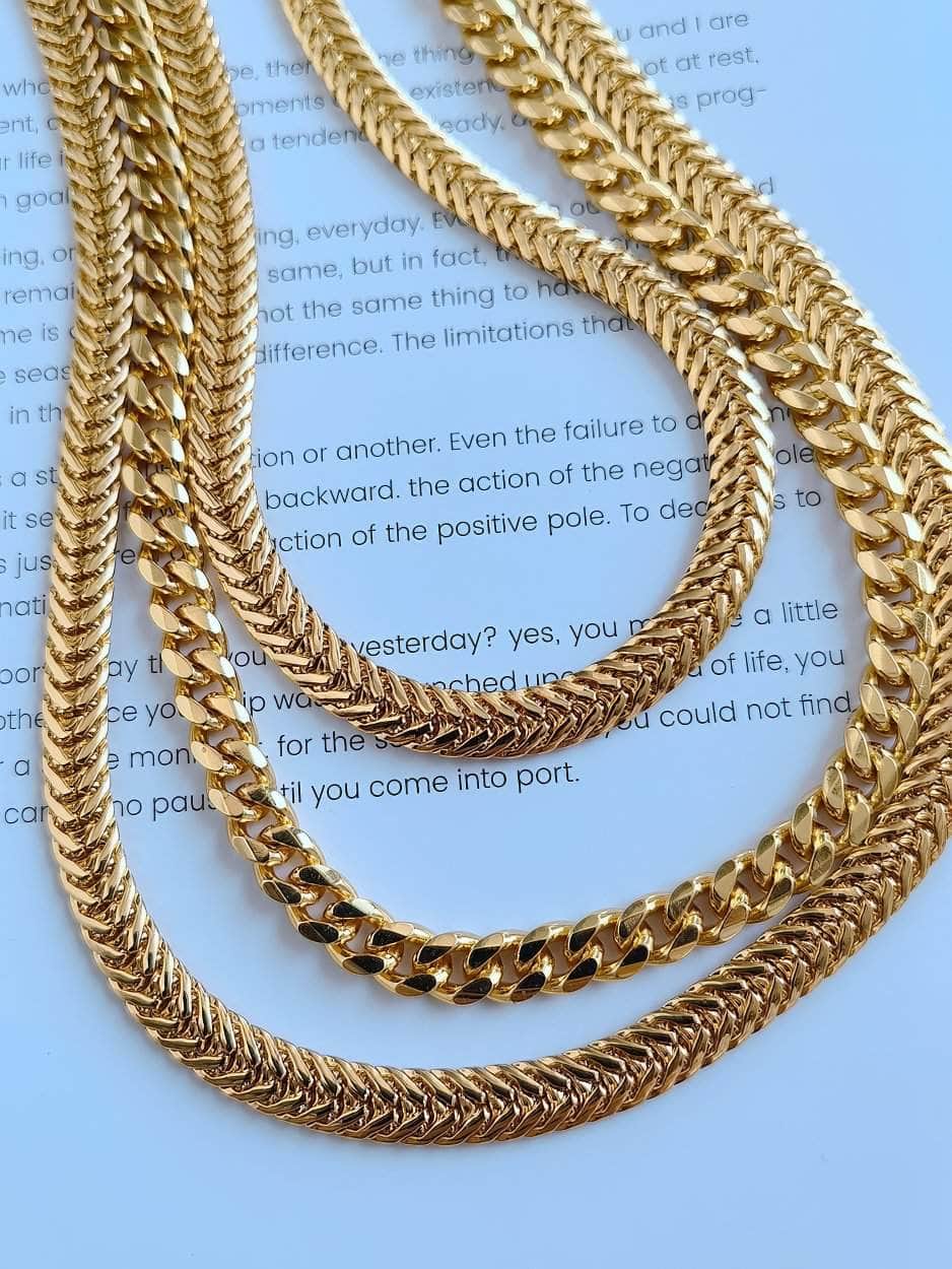 Layered Cuban Link Statement Braided Gold Necklace Gold / Necklace