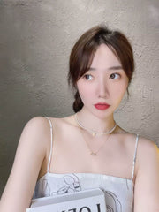 Layered Freshwater Pearl Necklace with Gold Charms