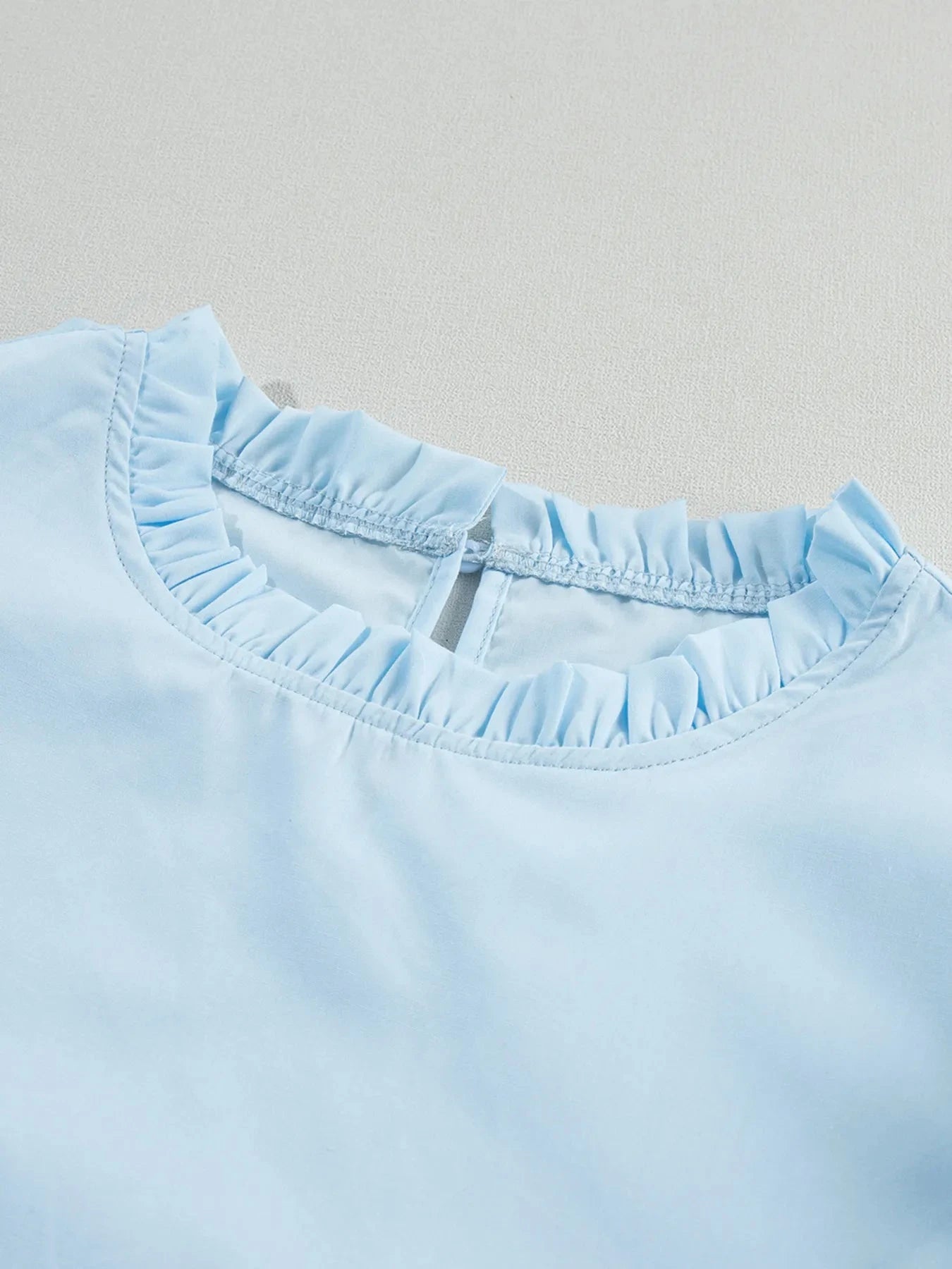 Layered Ric Rac Short Sleeve Filled Neck Blouse