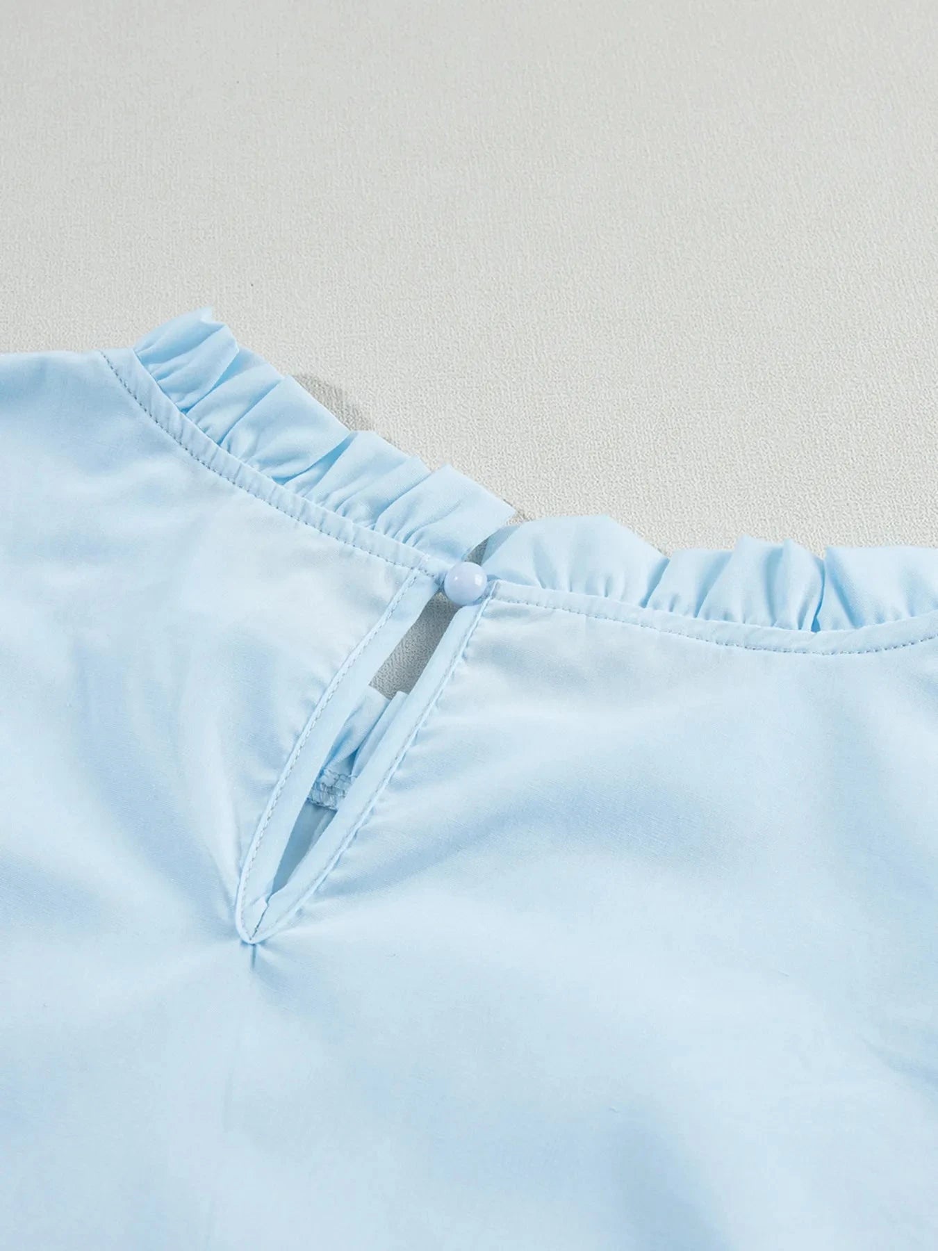 Layered Ric Rac Short Sleeve Filled Neck Blouse