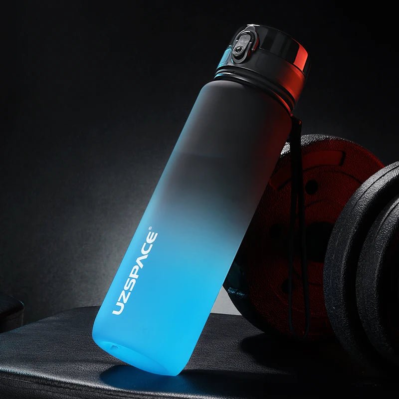 Leak-proof sports water bottle: BPA-free, portable shaker design, various sizes Black and Blue / 0.35L