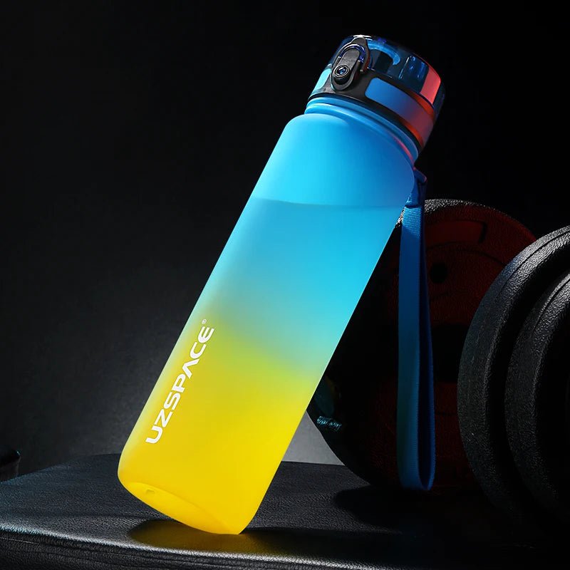 Leak-proof sports water bottle: BPA-free, portable shaker design, various sizes Blue and Yellow / 0.35L