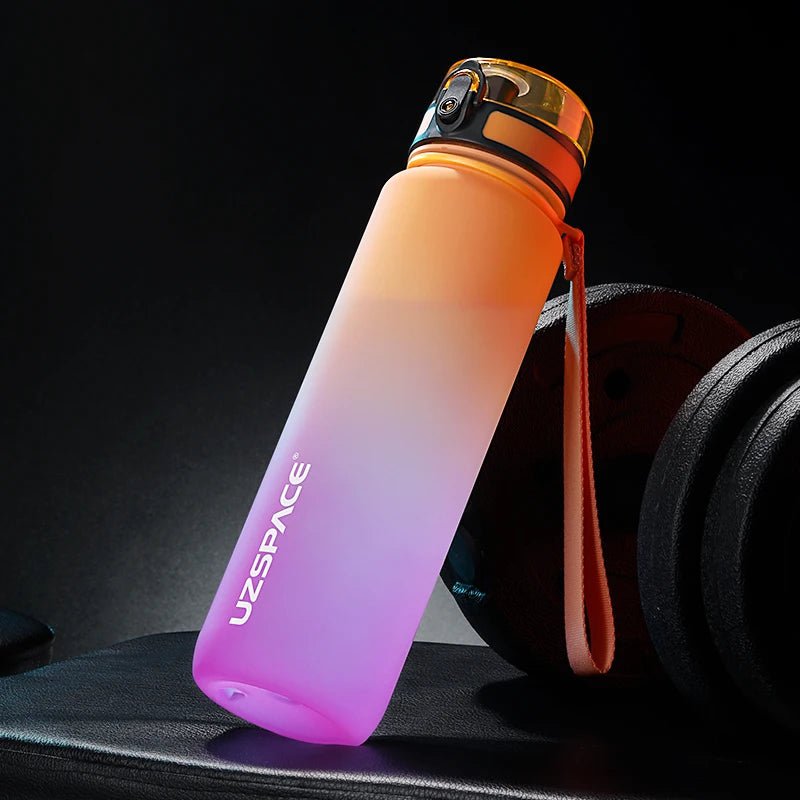 Leak-proof sports water bottle: BPA-free, portable shaker design, various sizes Orange and purple / 0.35L