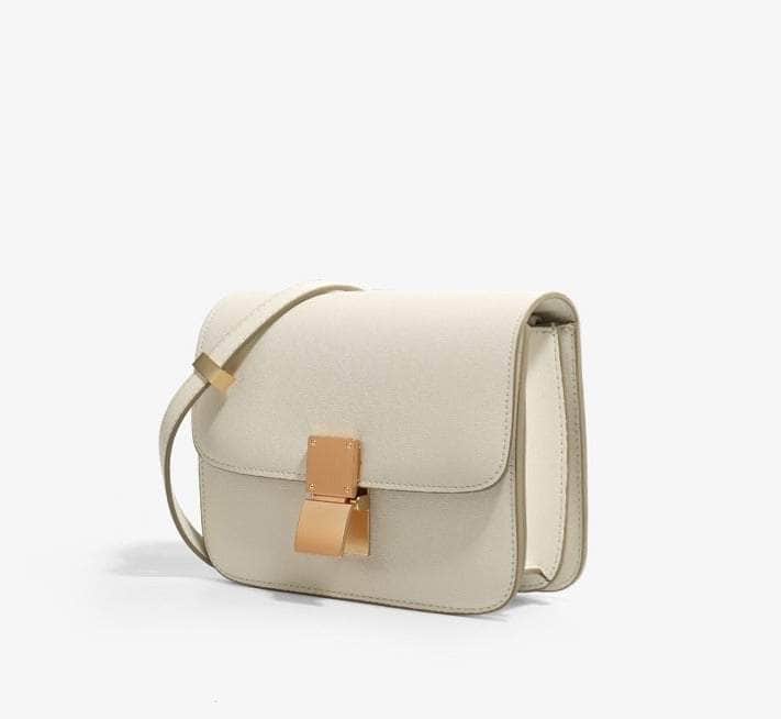 Leather Satchel Purse Ivory