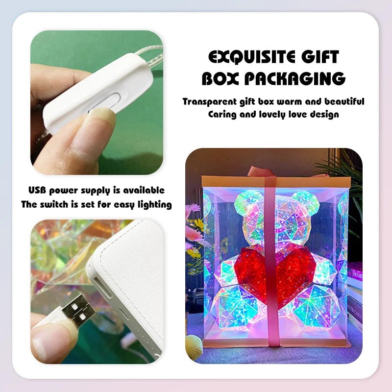LED luminous teddy bear: holographic iridescent plastics toy