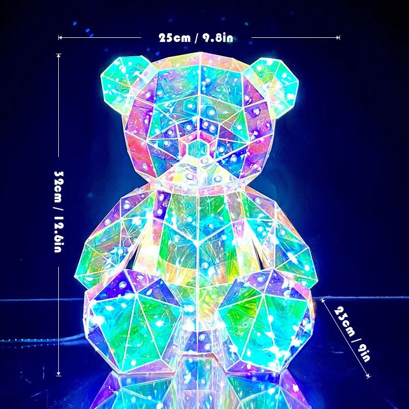 LED luminous teddy bear: holographic iridescent plastics toy bear