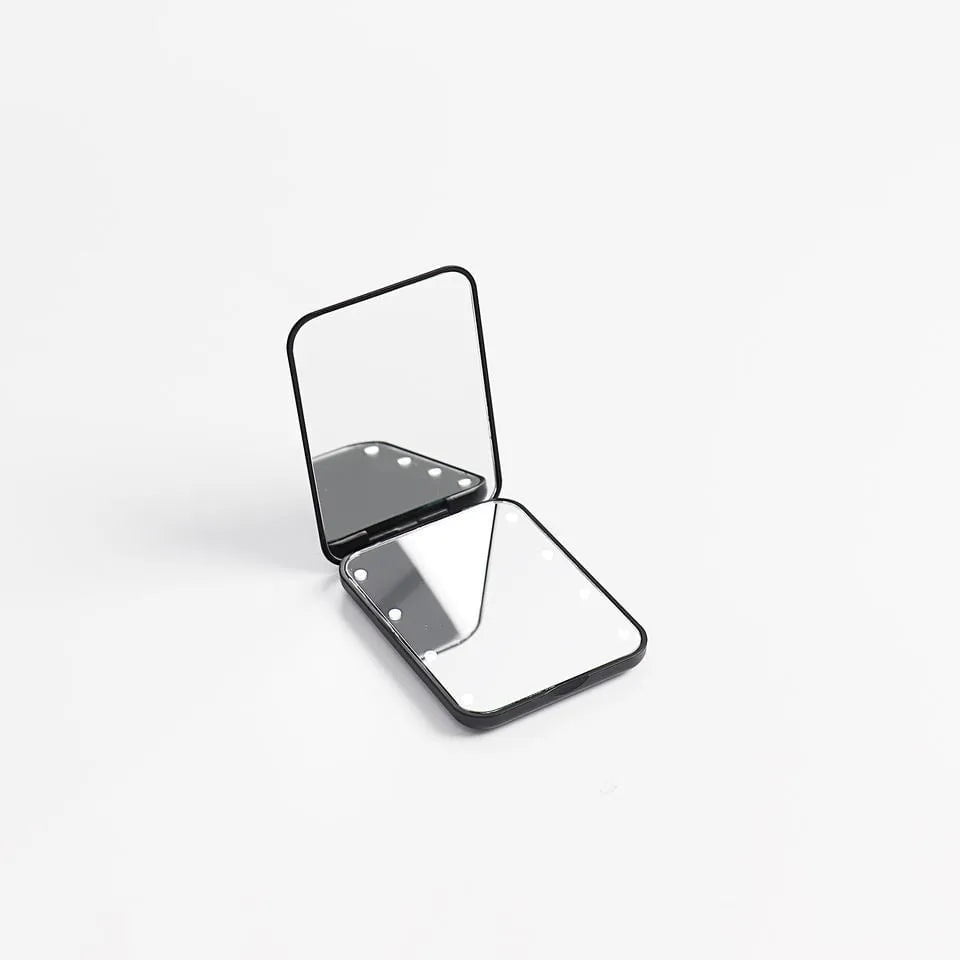 LED Pocket Mirror with Magnification Black